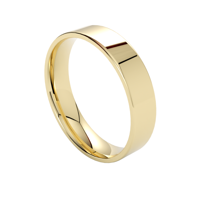 szykowna obrączka z żółtego złota o profilu płaskim